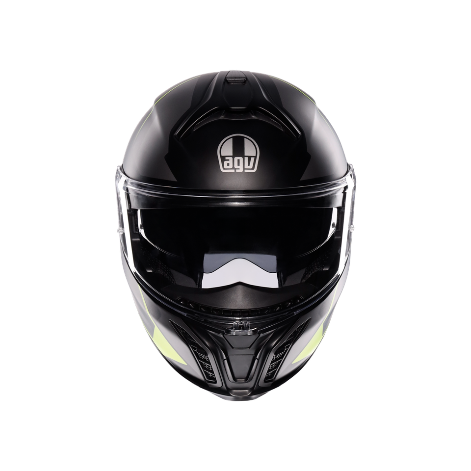TOURMODULAR PERCEPTION MATT BLACK/YELLOW FLUO - MOTORBIKE FLIP UP HELMET E2206